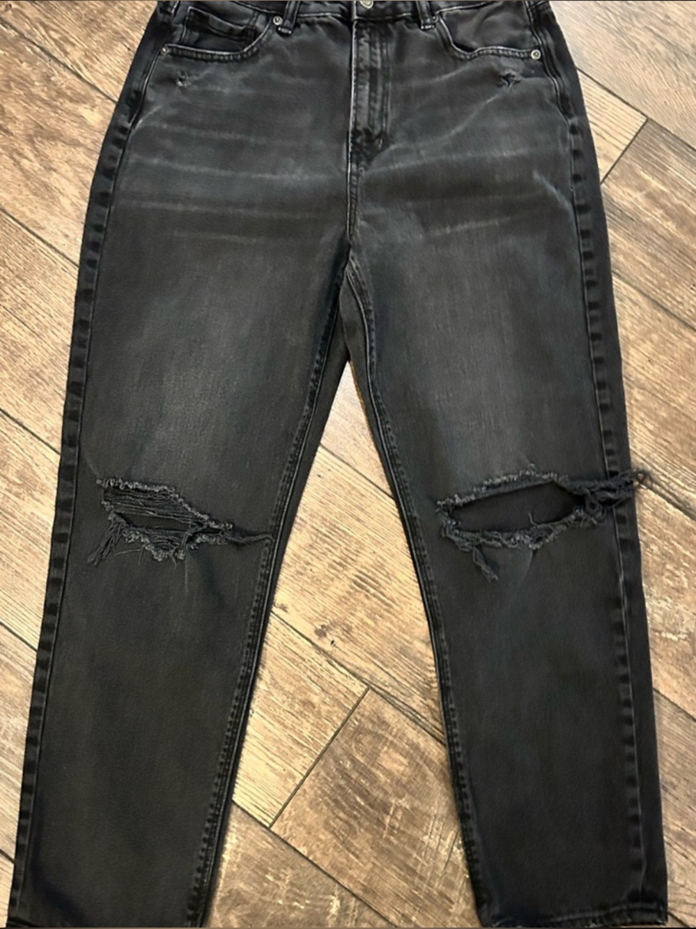 American Eagle Outfitters Comfort Stretch Waistband Black Mom Straight Jeans